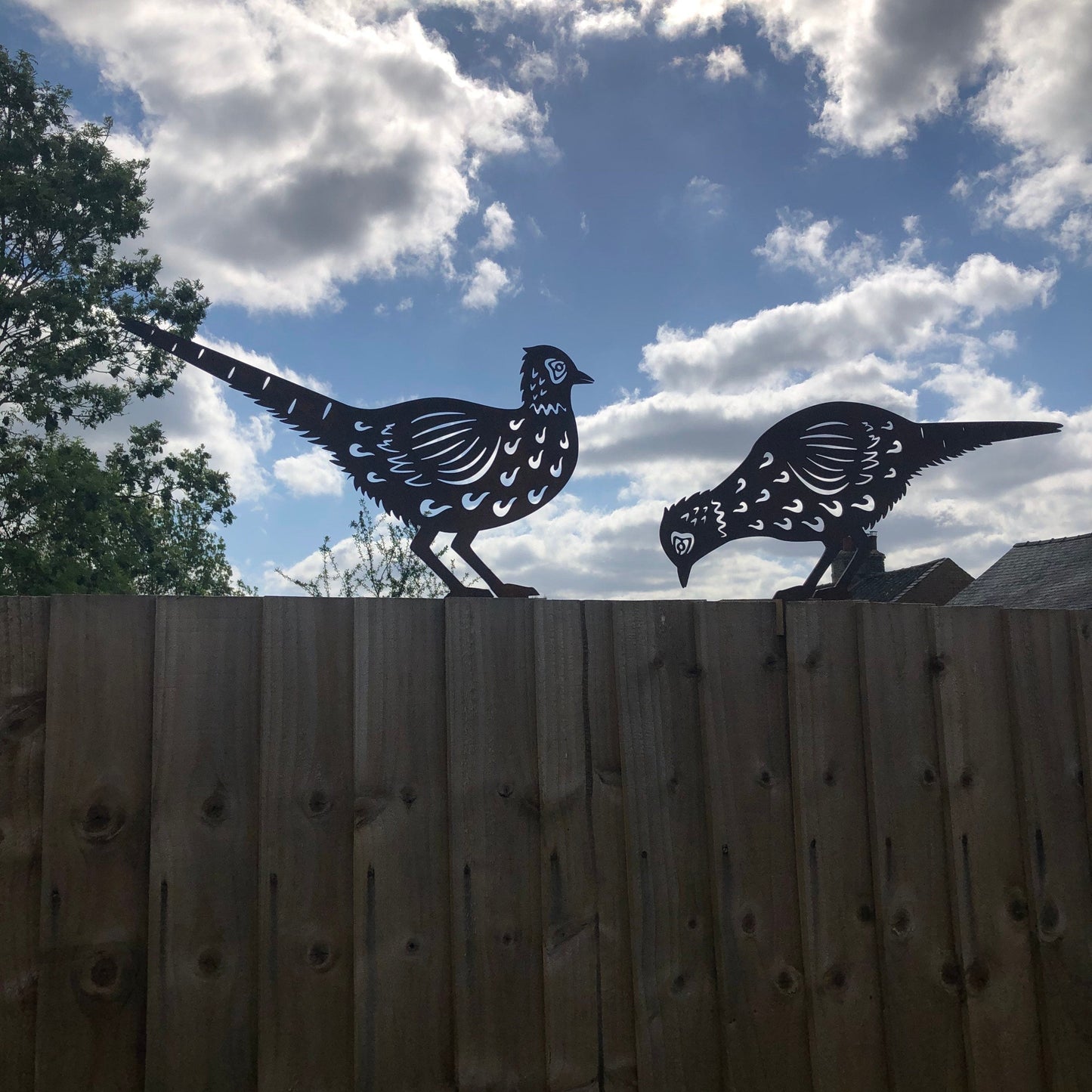 2 Rusty Metal Pheasants Garden Pheasants