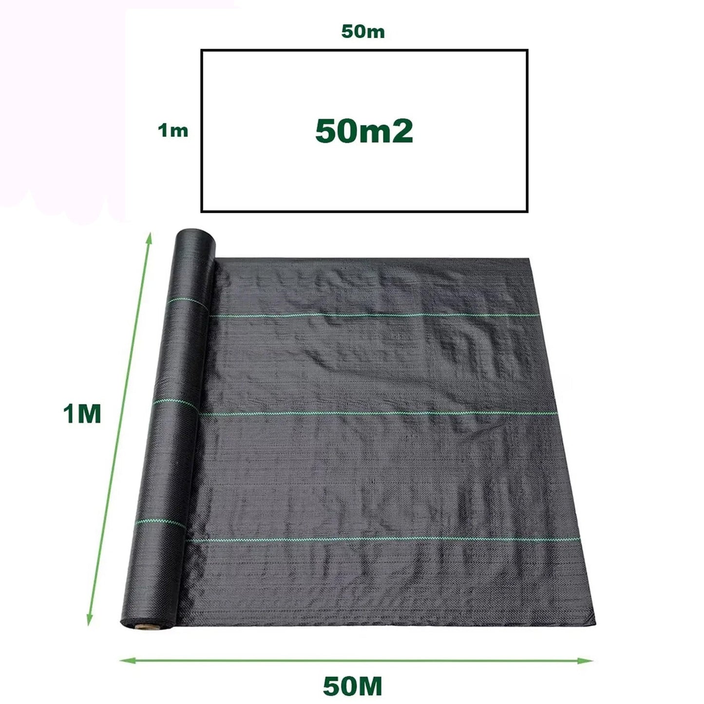 Weed Control Fabric Roll 50m² 100gsm – Heavy Duty Garden Weed Membrane