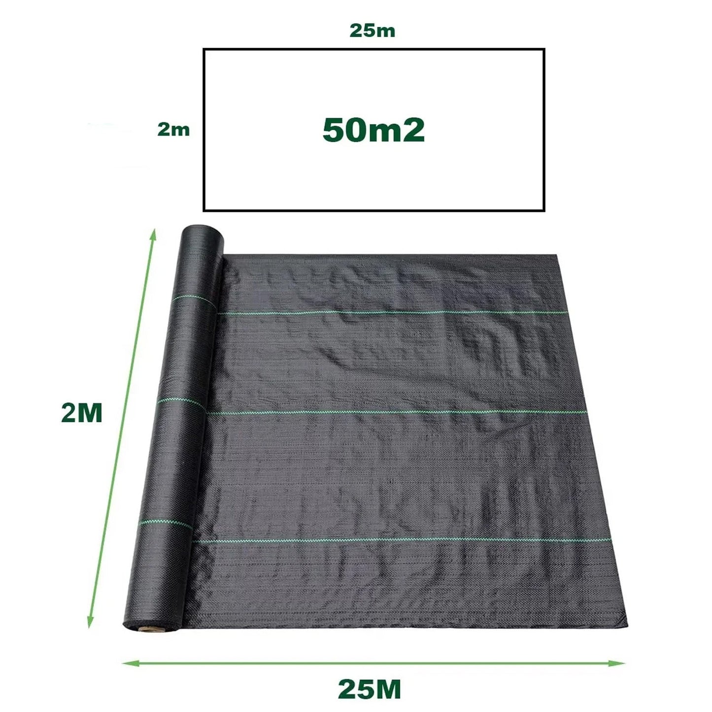 Weed Control Fabric Roll 50m² 100gsm – Heavy Duty Garden Weed Membrane