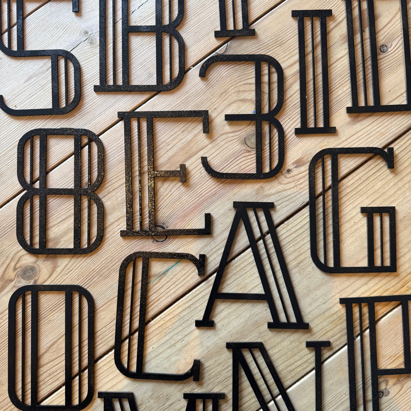 Black 5" or 12" Art Deco Metal Lettering A-Z 0-9