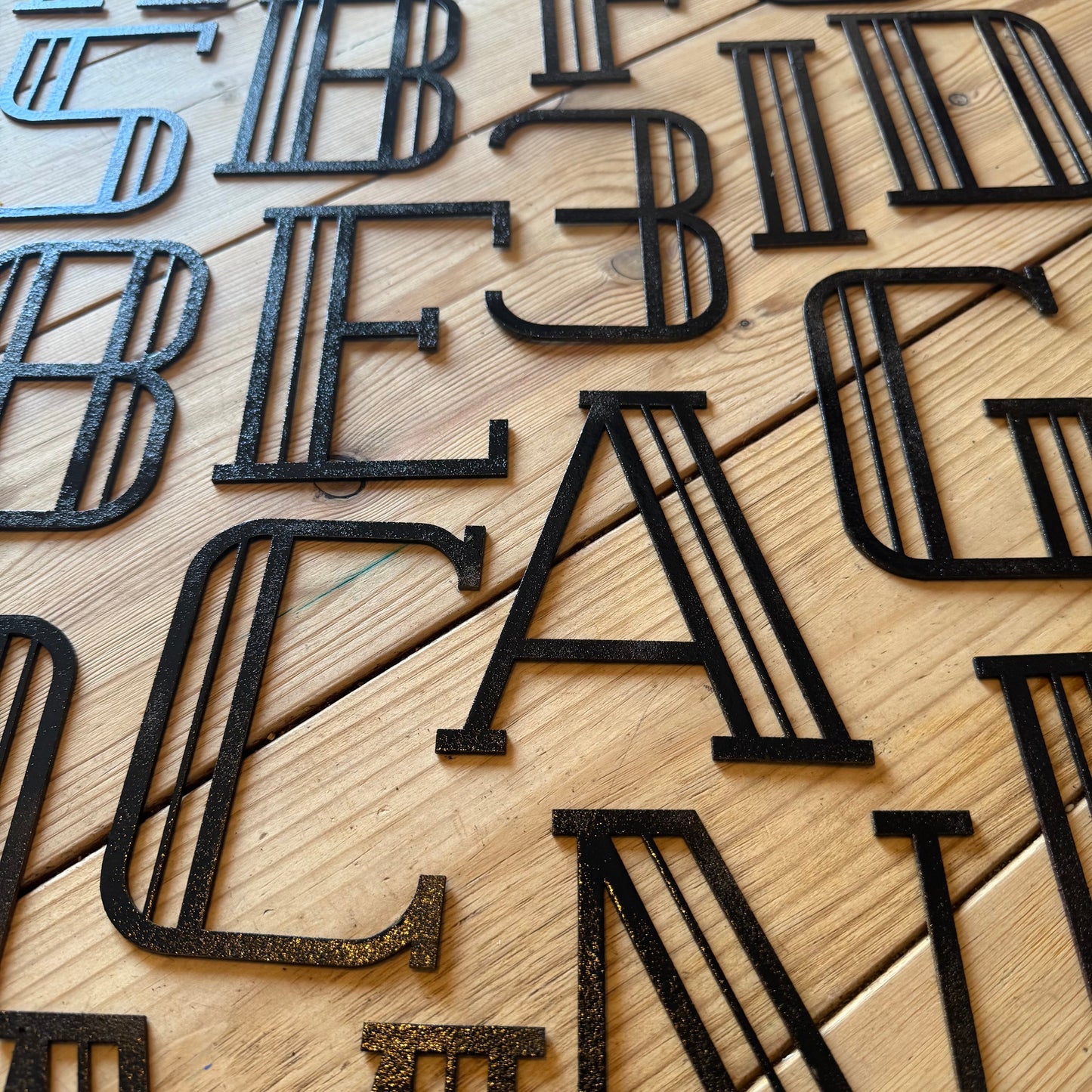 Black 5" or 12" Art Deco Metal Lettering A-Z 0-9