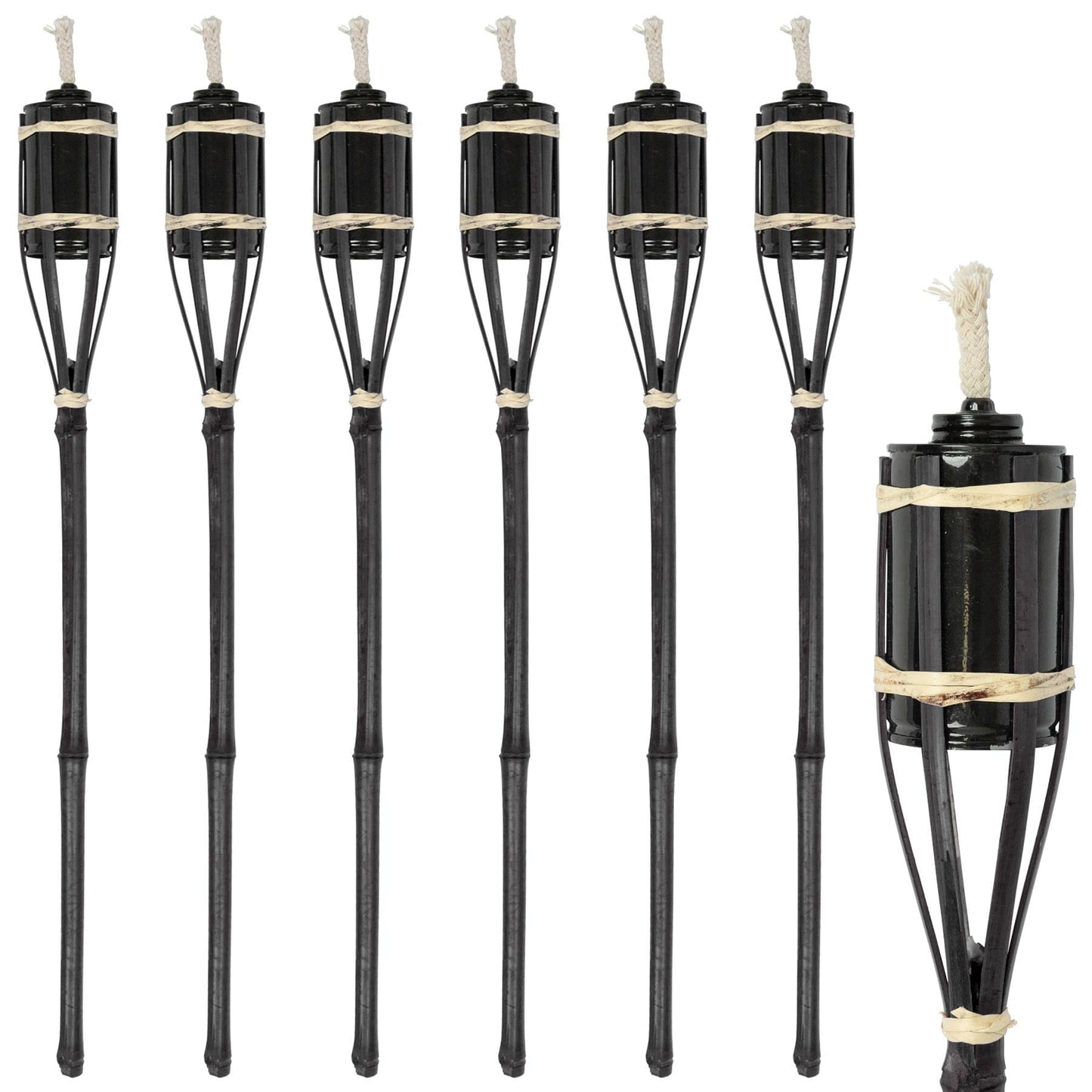 Black Bamboo 60cm Garden Fire Torches - Pack of Six
