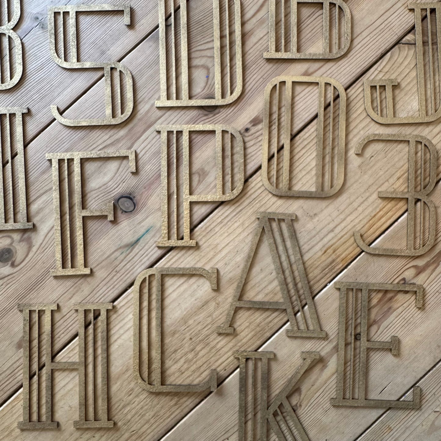 Gold Art Deco Metal Alphabet Letters – 5” or 12” Decorative Lettering A–Z