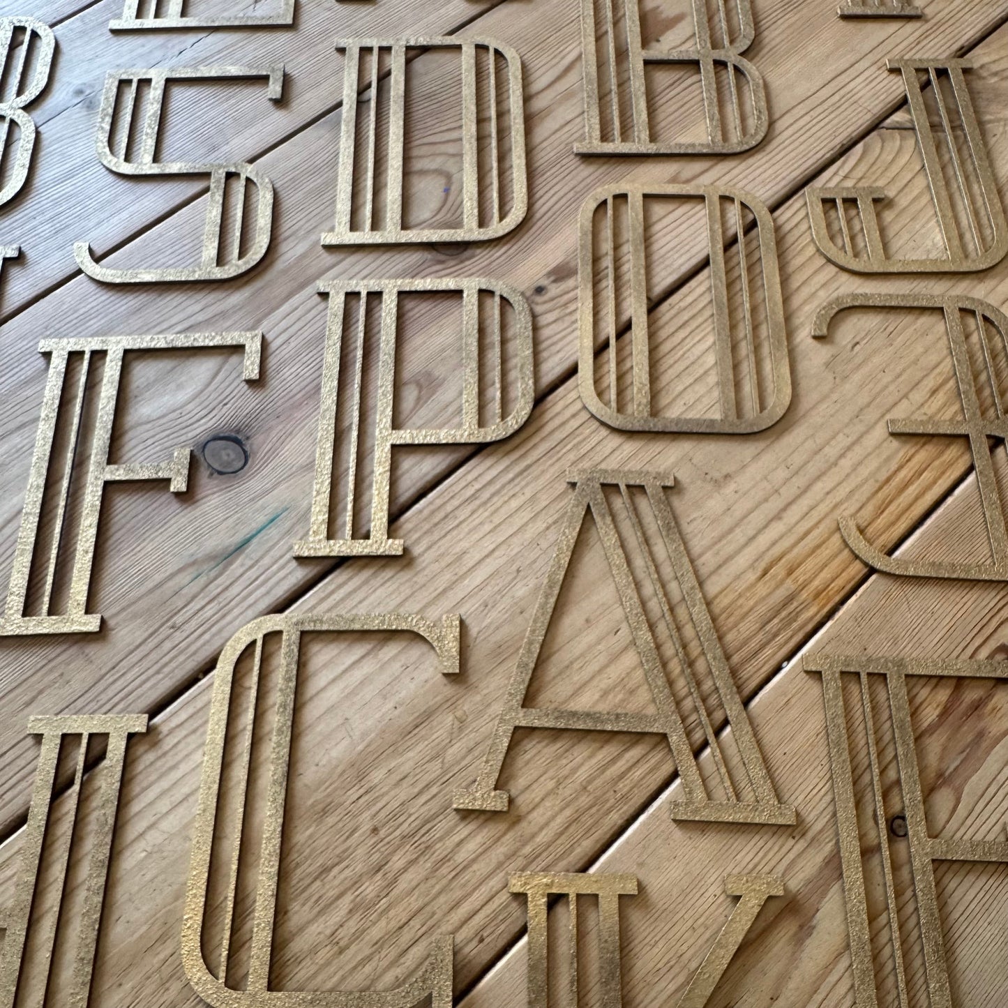 Gold Art Deco Metal Alphabet Letters – 5” or 12” Decorative Lettering A–Z