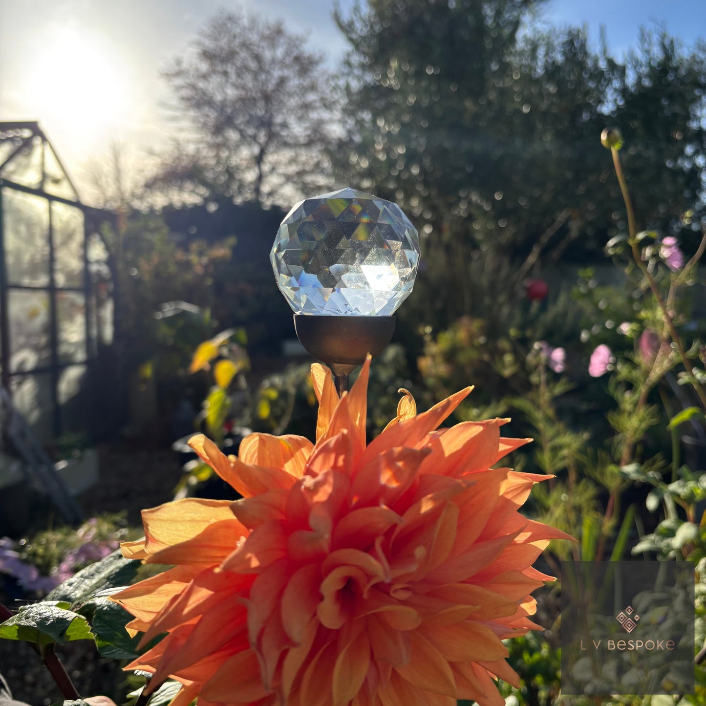 Decorative Glass Finish Metal Garden Stake with a choice of size and style available.