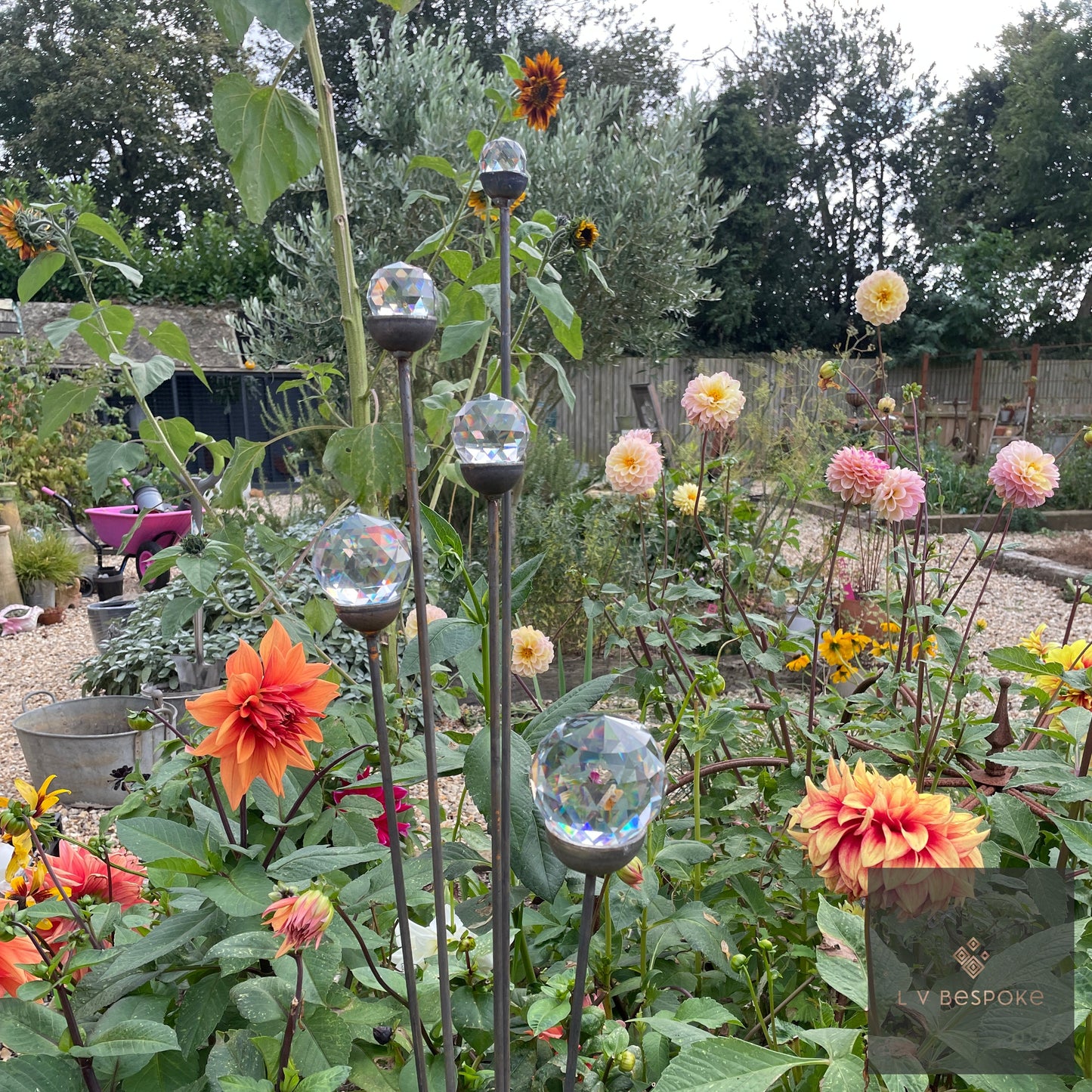 Cluster of 5 feature glass piece / garden feature. Choice of finishes.