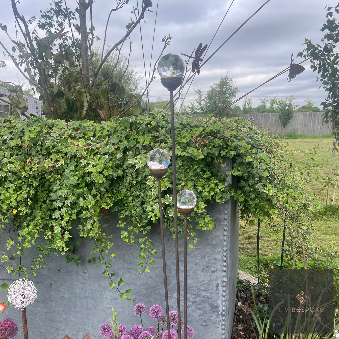 Cluster of 3 Glass/Marble Garden Feature available in a number of finishes and 2 heights