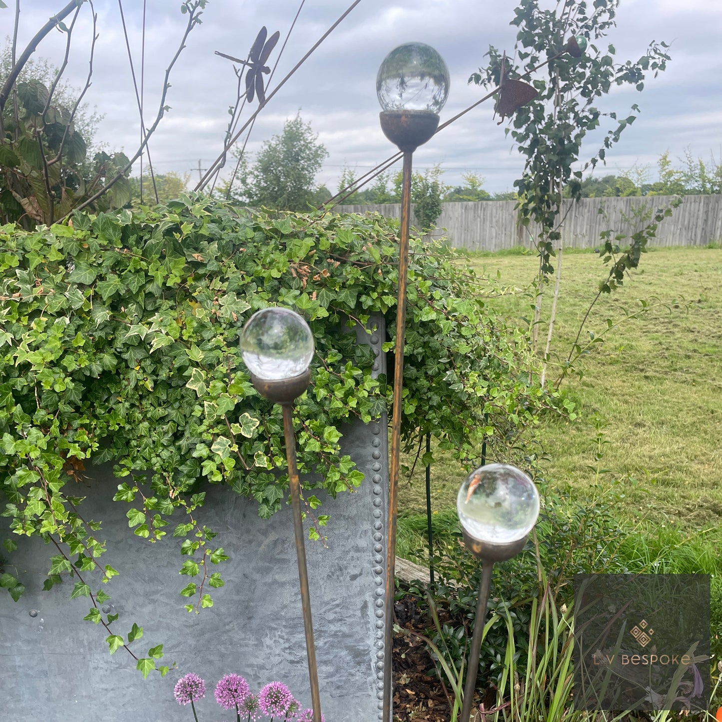 Cluster of 3 Glass/Marble Garden Feature available in a number of finishes and 2 heights