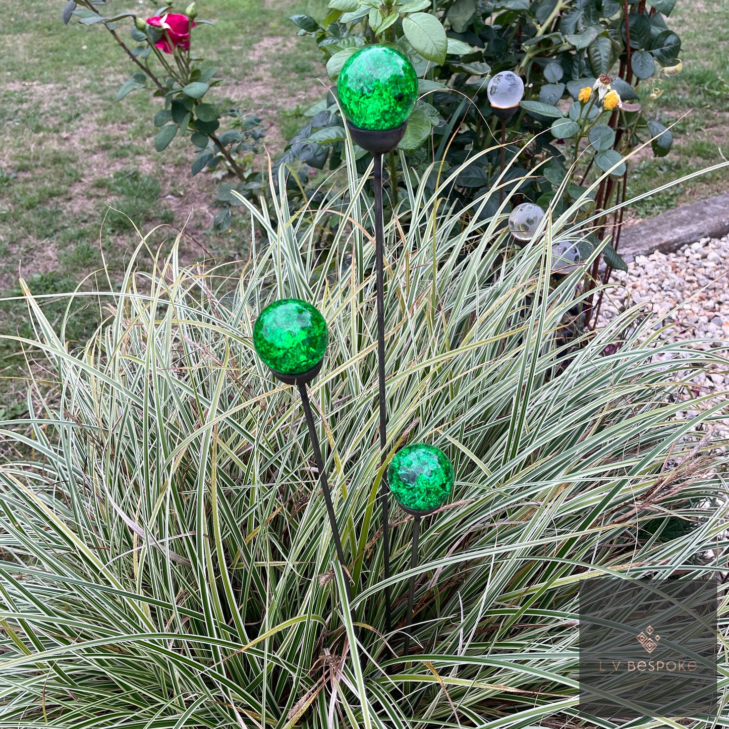Mixed Coloured Glass Orb | Two Heights | Cluster of 3