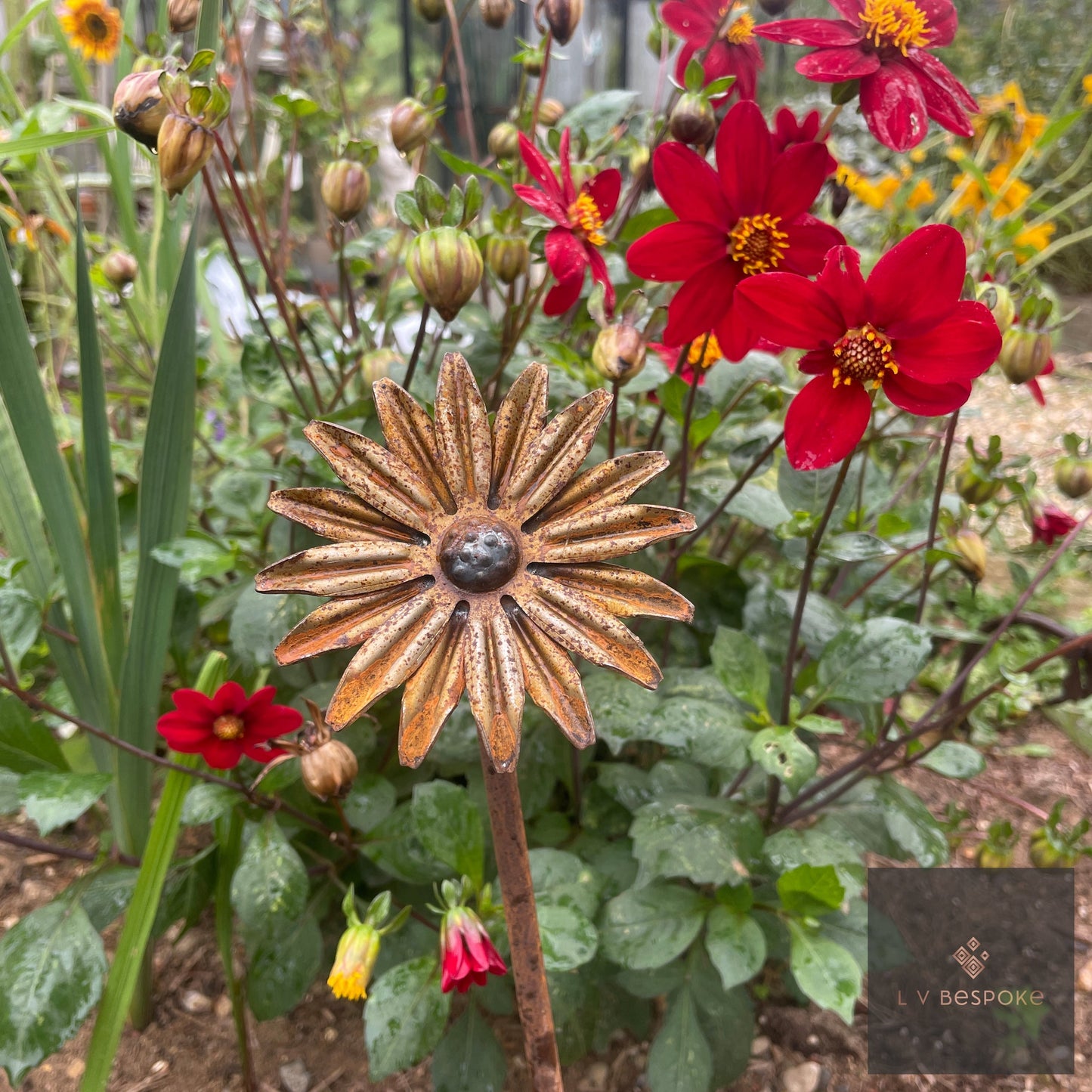 Mixed Floral Metal Garden Stakes, Short.