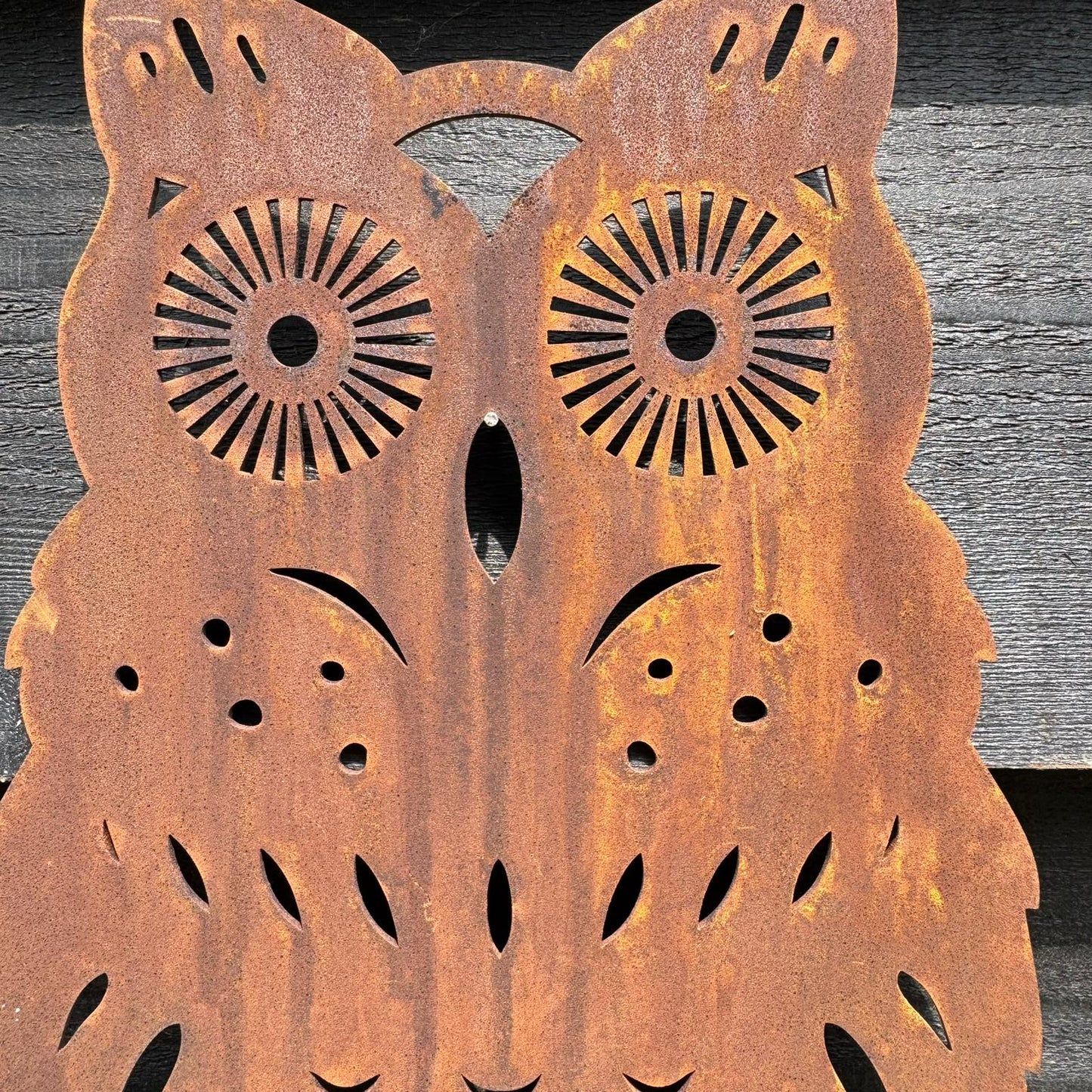 Rusty Metal Standing Owl Garden Decoration