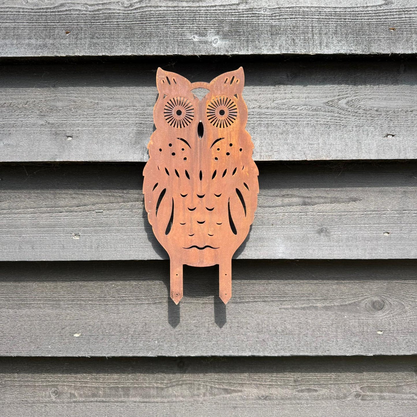 Rusty Metal Standing Owl Garden Decoration