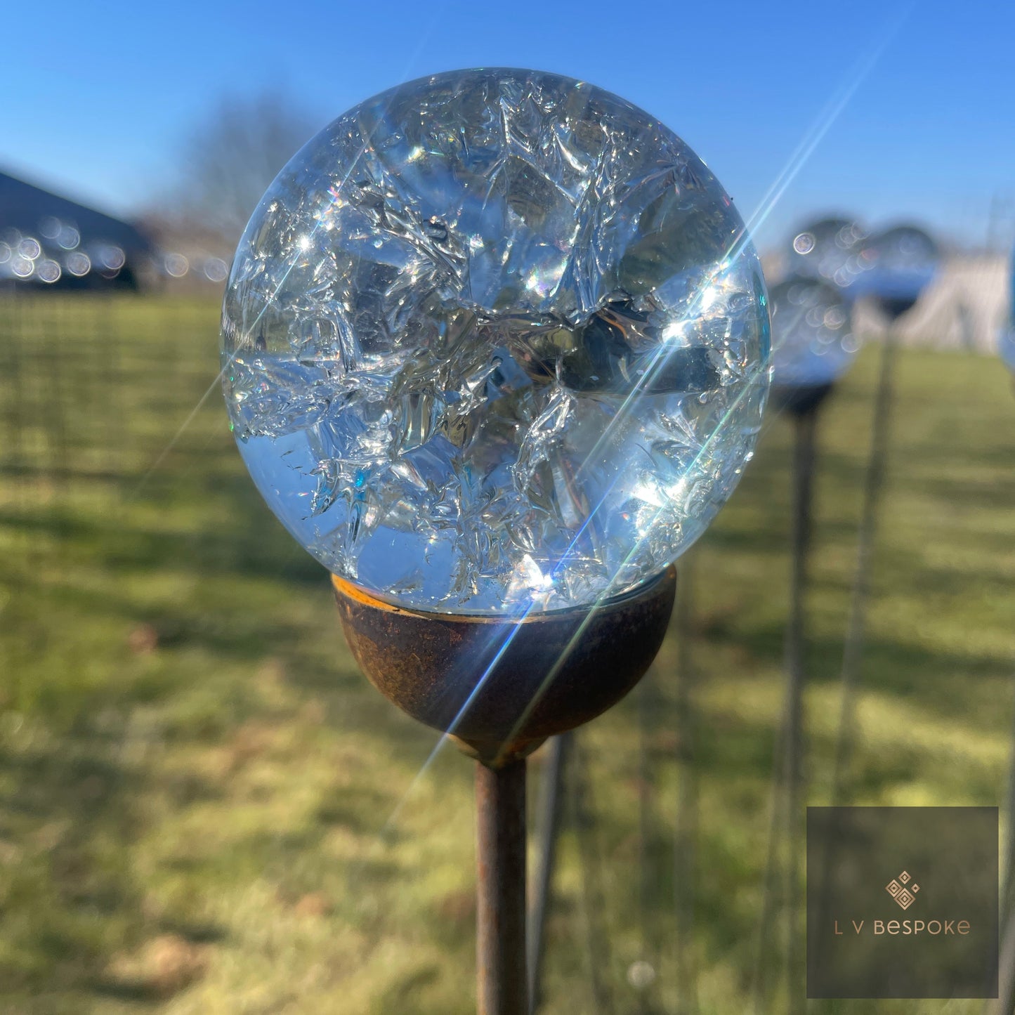 Decorative Glass Finish Metal Garden Stake with a choice of size and style available.