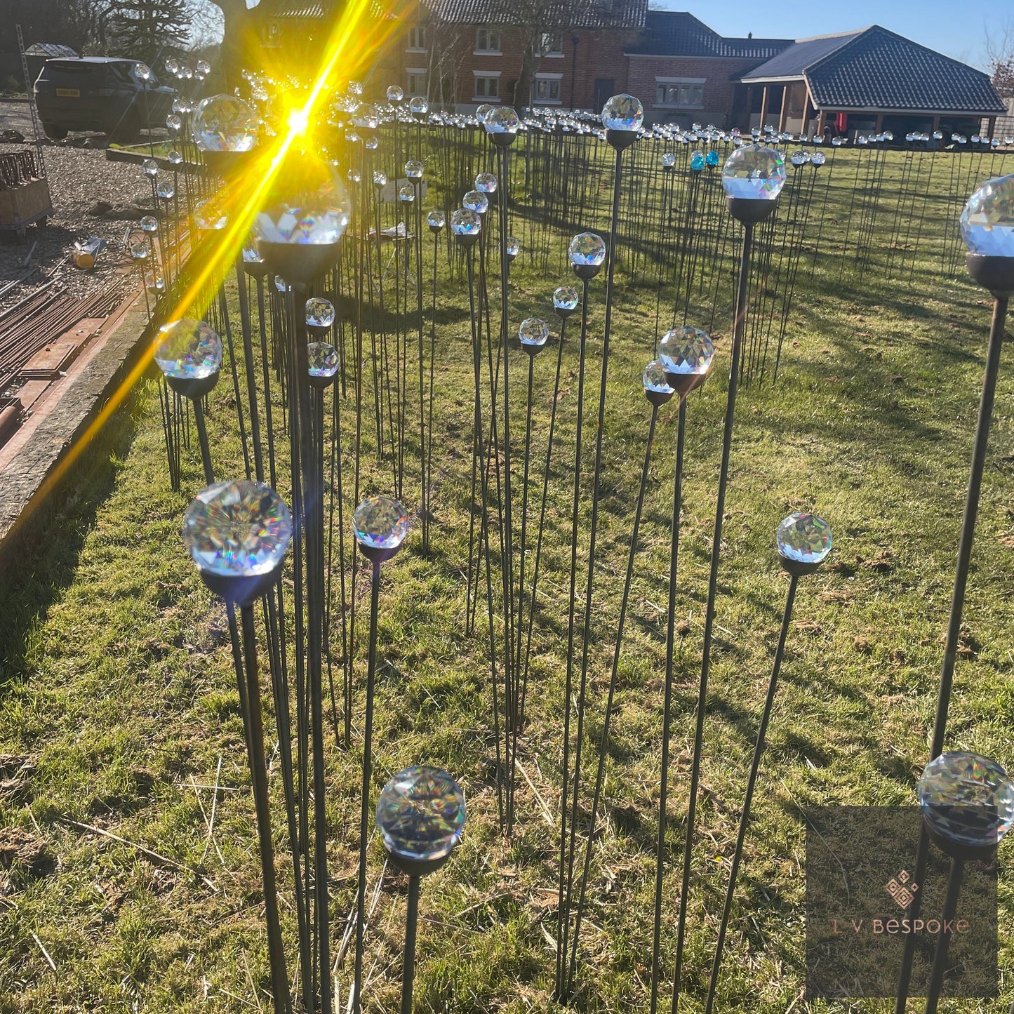 Cluster of 3 Glass/Marble Garden Feature available in a number of finishes and 2 heights