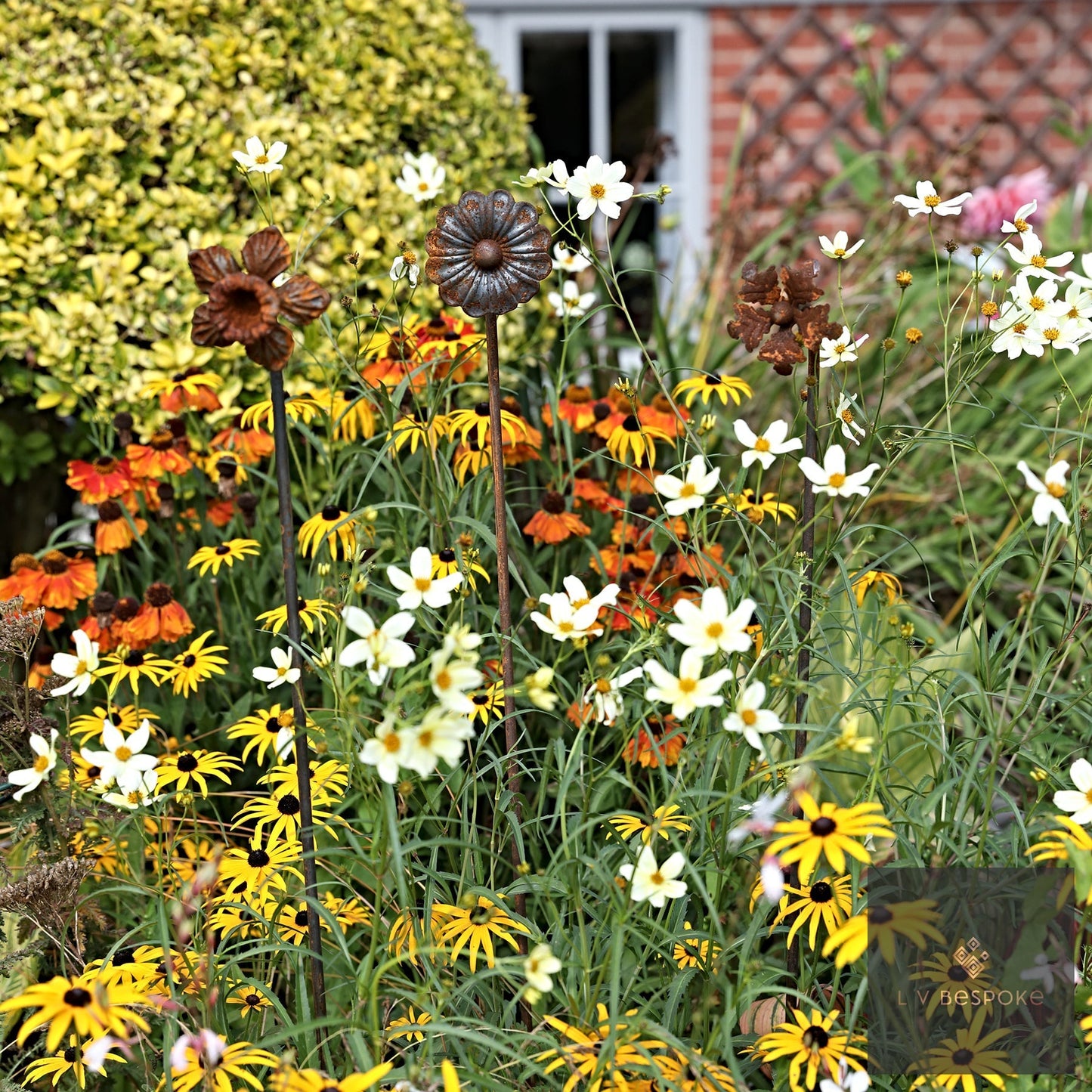 Mixed Floral Metal Garden Stakes, Tall.