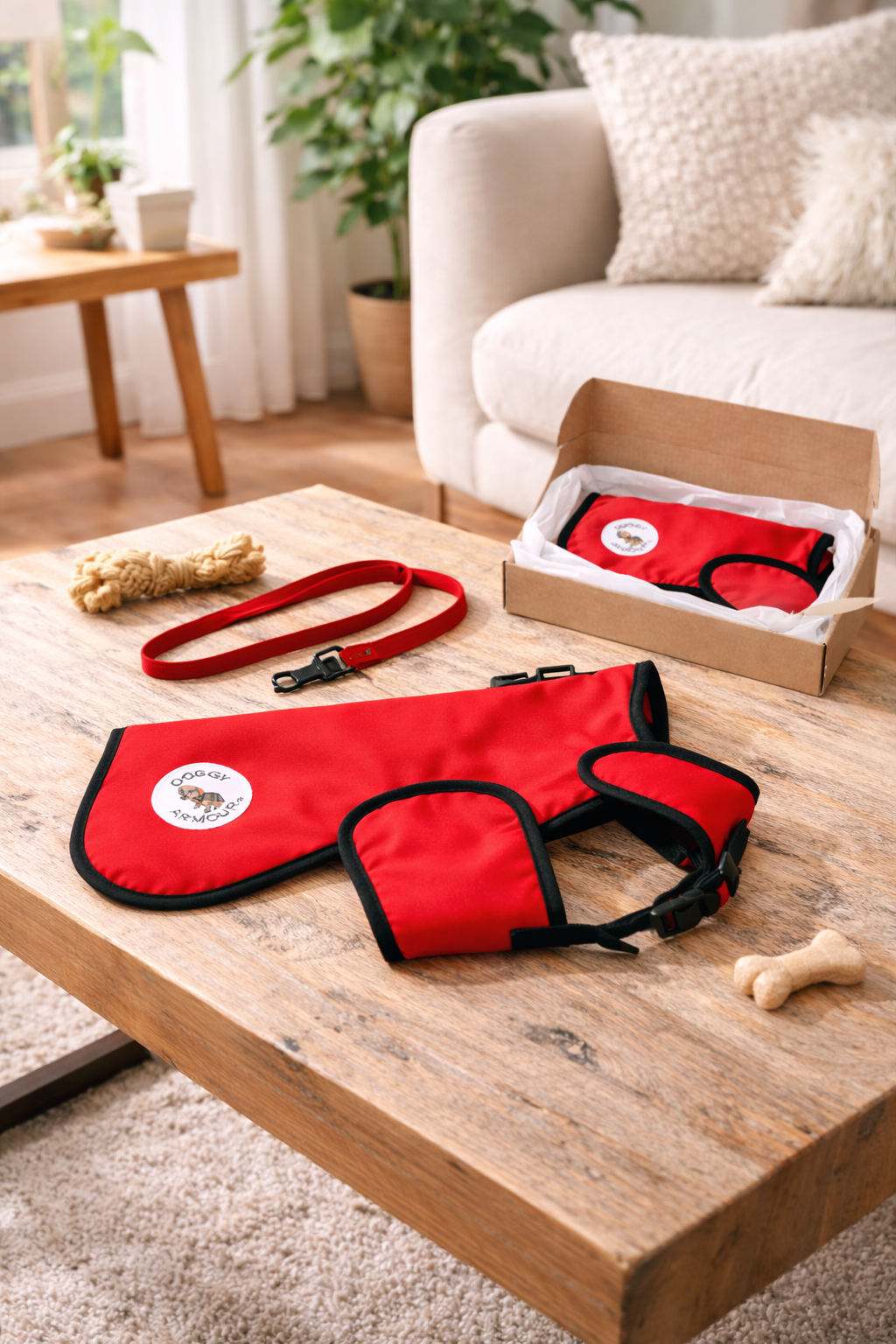 Poppy Red Protective Dog Coat - Armoured Bite Resistant Dog Coat