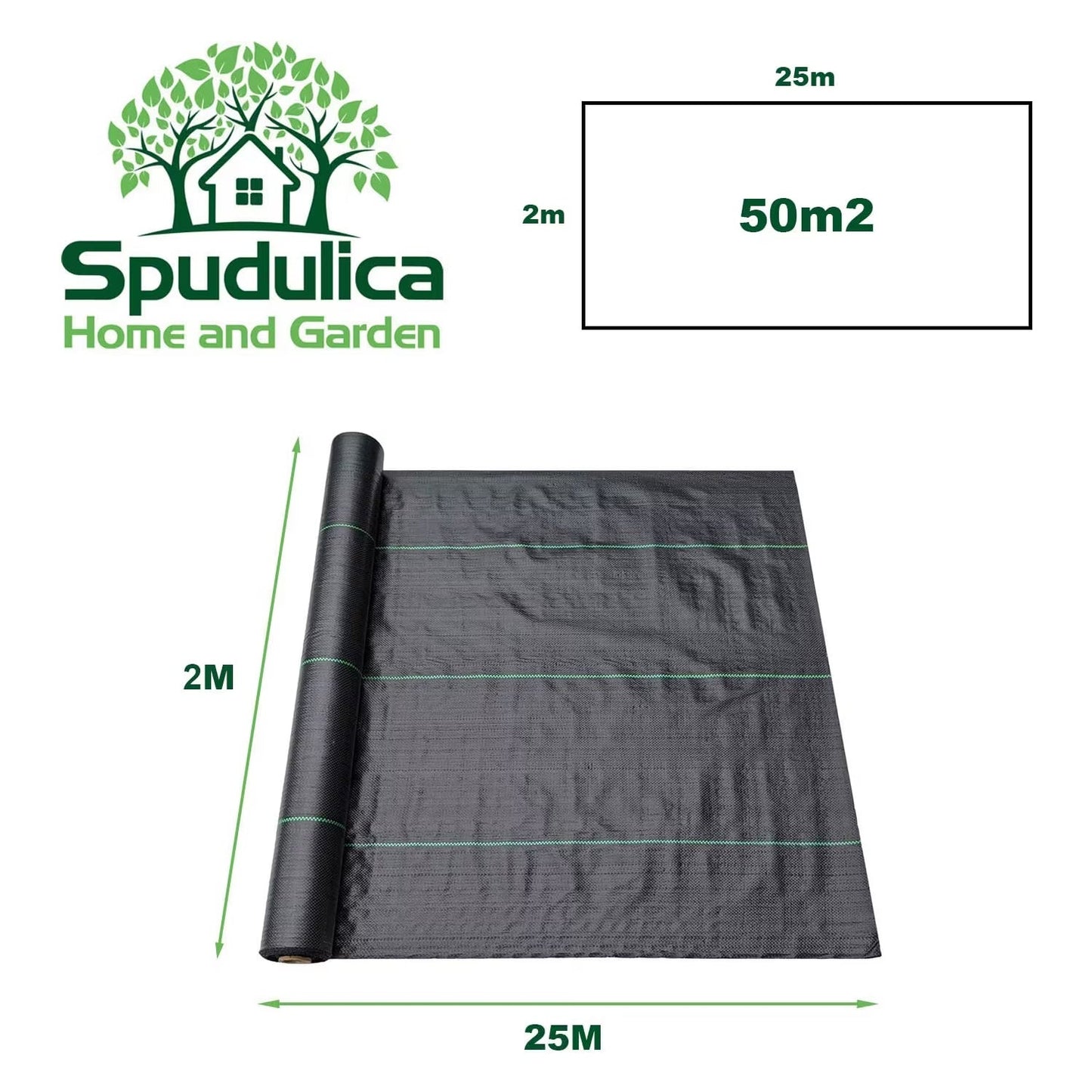 Weed Control Fabric Roll 50m² 100gsm – Heavy Duty Garden Weed Membrane