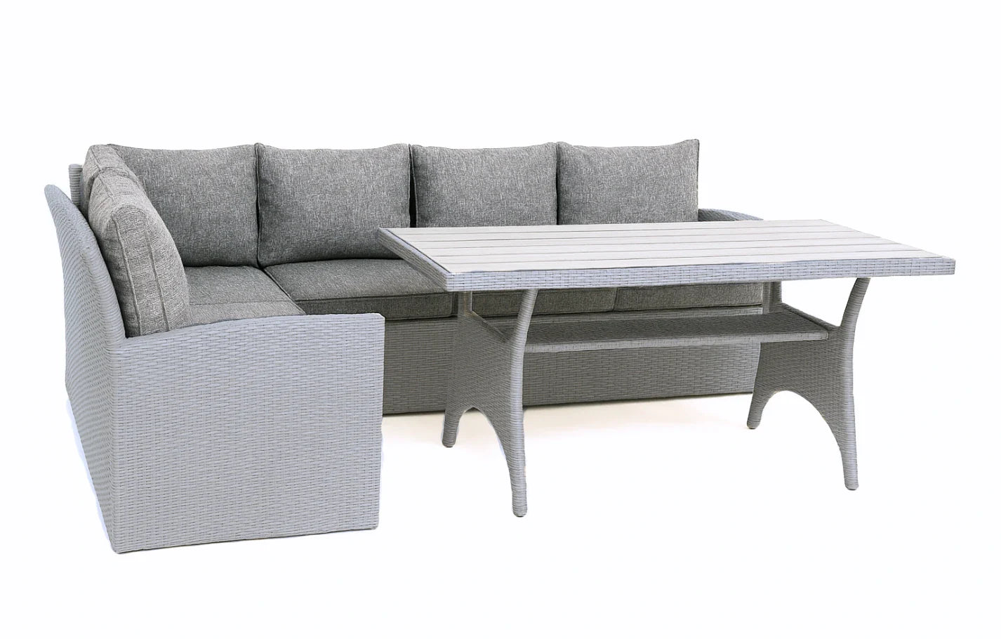 Stockholm 6 Seater Grey Rattan Garden Corner Dining Set