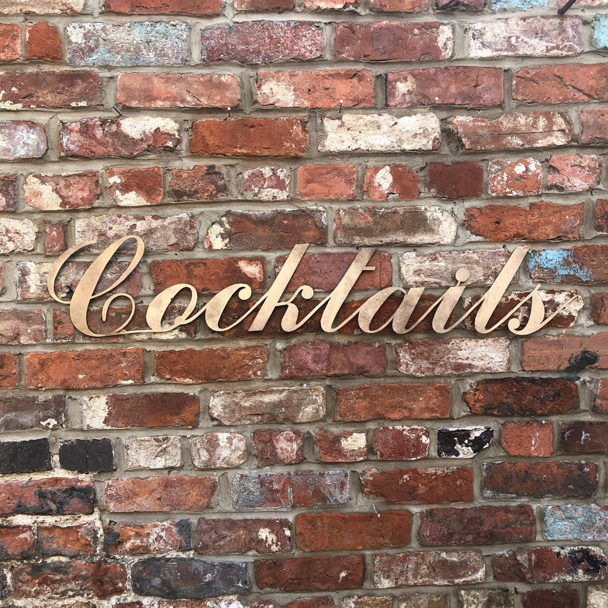 Rustic Distressed Gold Cocktail Bar Sign