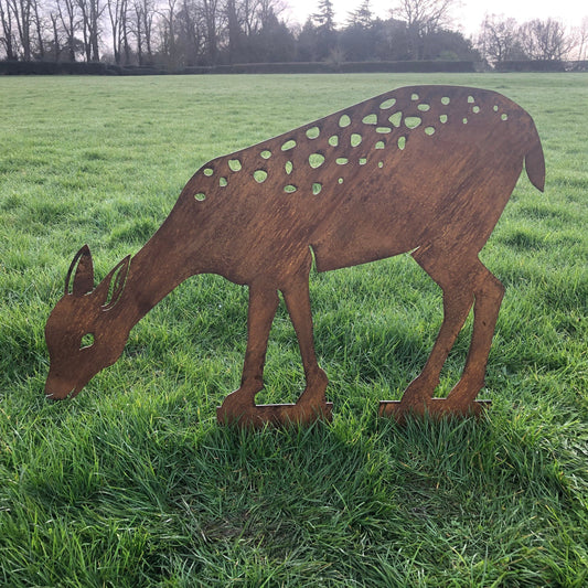 Rusty Metal Deer Garden Statue Lawn Decoration