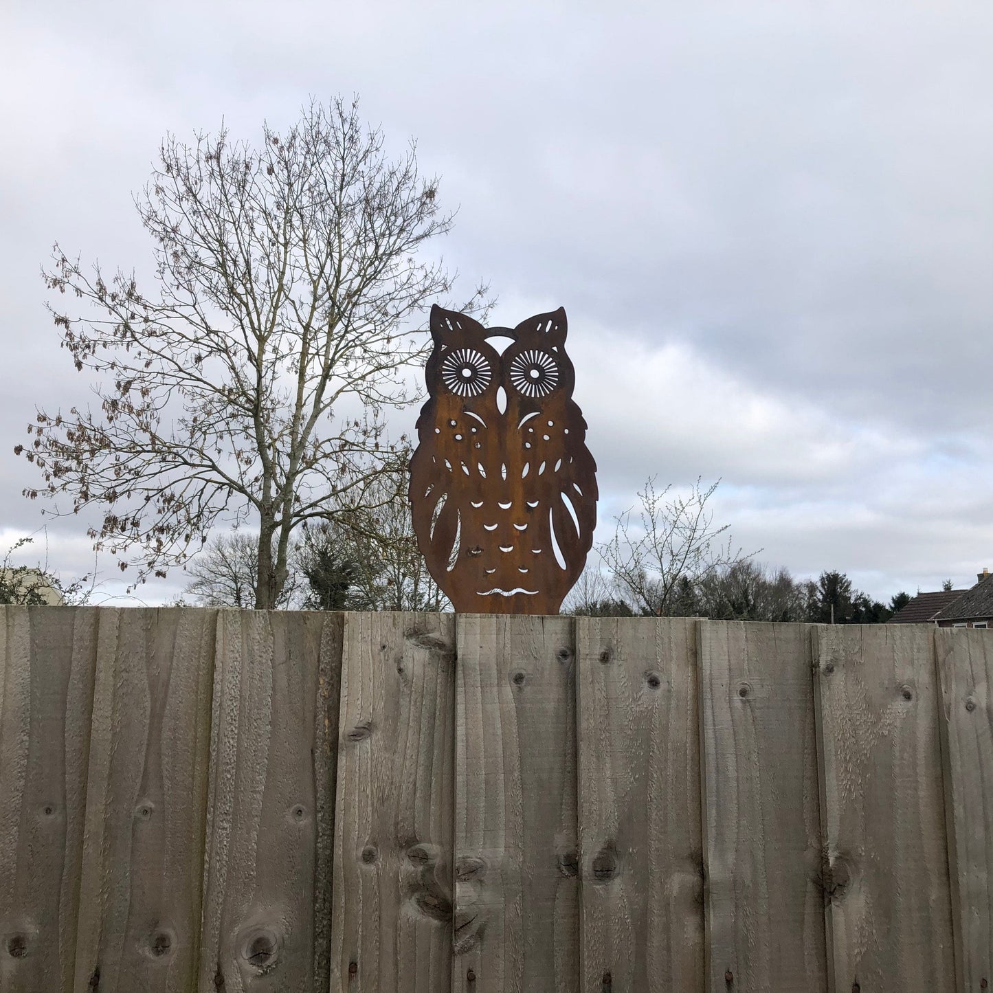 Rusty Metal Standing Owl Garden Decoration